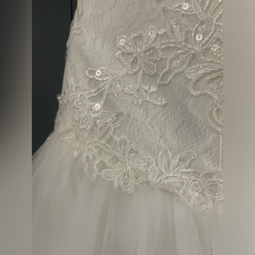 David's Bridal 22W Strapless Wedding Dress with Lace Corset Bodice STYLE# WG3633 - Picture 10 of 15